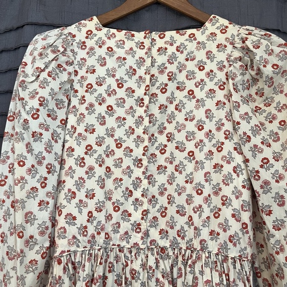Vintage Liberty Of London Pattern Red Ecru Floral  Dress Drop Waist Size 6/8 - Picture 4 of 9